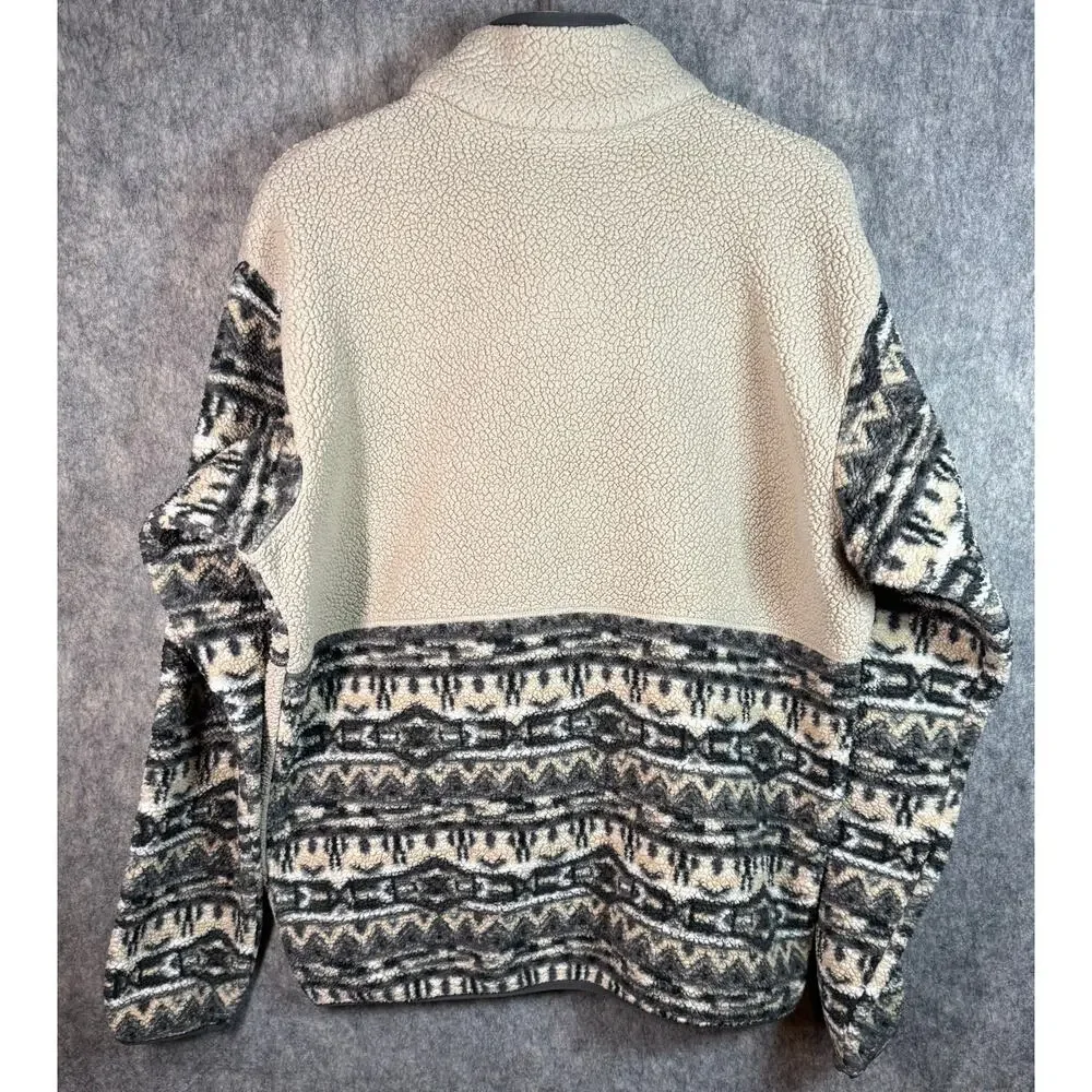 Columbia Mens Rugged Ridge Sherpa Half Snap Aztec Pullover Cream Large
